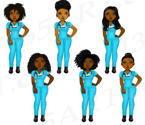 Nurses Natural Hair African American Clipart By I 365 Art Thehungryjpeg