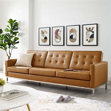 Loft Sofa In Tan Faux Leather By Modway W Options