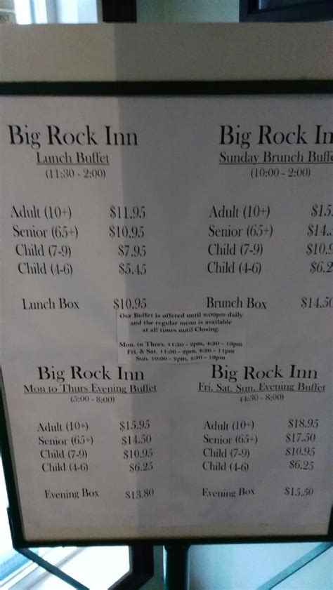 Menu At Big Rock Inn Restaurant Okotoks