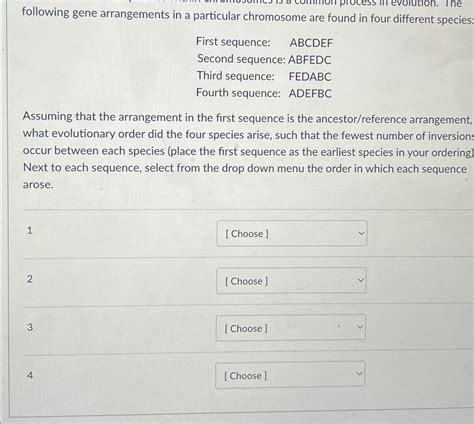 Solved following gene arrangements in a particular | Chegg.com