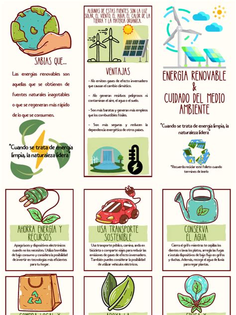 Folleto Tríptico Cuidado Del Medio Ambiente Ilustrado Verde Pdf