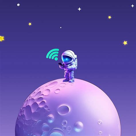 3D wifi astronaut purple illustration | Free Photo Illustration - rawpixel