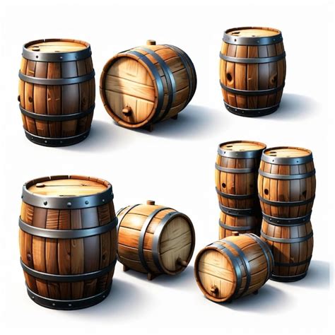 Premium Vector A Collection Of Wooden Barrels With The Word Quot The