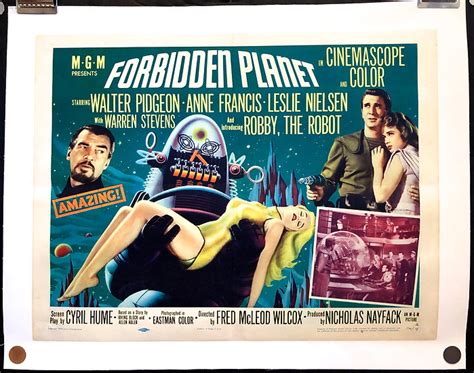 Forbidden Planet 1956 Original Movie Poster Half Sheet Linen Backed