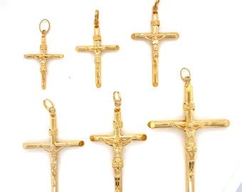 18k Solid Gold Jesus Christ Crucifix Pendant INRI Jesus Pendant 18k