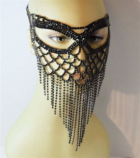 Black Rhinestone Masquerade Face Mask Bithday Prom Mask - Etsy