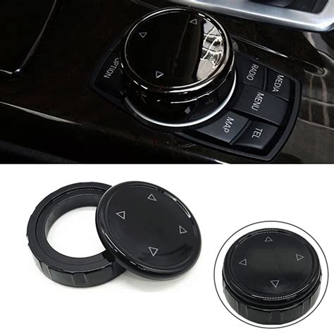 Car Big Multi Media Knob Button Cover Trim Control Glossy Black ABS