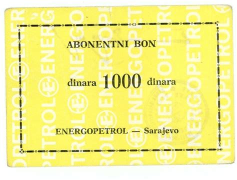 Bosnia And Herzegovina Subscription Voucher 1000 Dinara Nd Xf