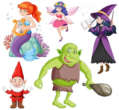 Premium Vector Fairy Cartoon Character Vector Set