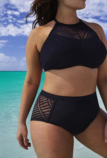 Charlatan High Neck Bikini Set Black Black Plus Size Swimsuits