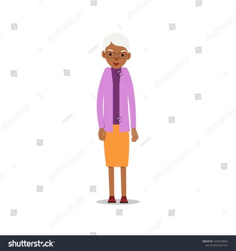 Happy African Old Women Cute Grandmother เวกเตอร์สต็อก ปลอดค่า