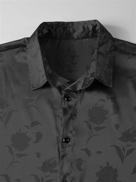 Manfinity Homme Men Floral Jacquard Satin Shirt Shein Usa