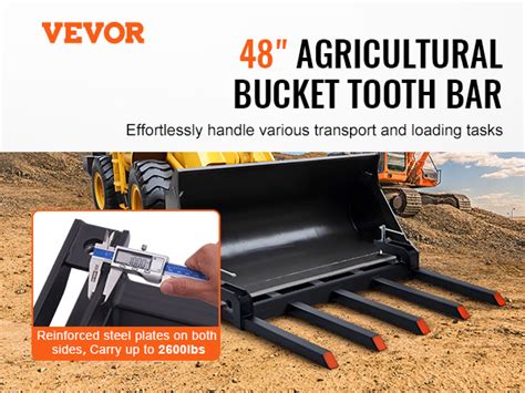 VEVOR Clamp On Debris Forks To 48 Bucket 2600 Lbs Capacity Heavy Duty