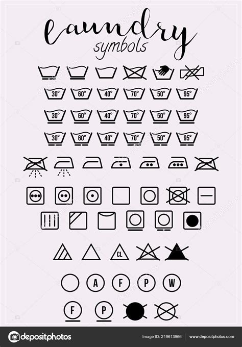 Laundry Guide Vector Icons Symbols Collection Stock Vector