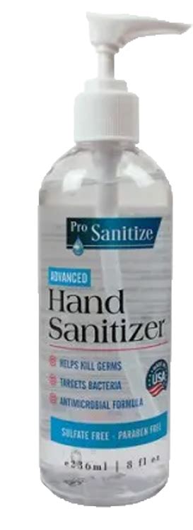 Pro Sanitize Advanced Hand Sanitizer 70 Alcohol 8 Fluid Ounces