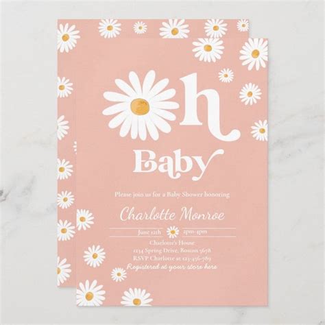 Daisy Baby Shower Bohemian Floral Chic Baby Shower Invitation Zazzle