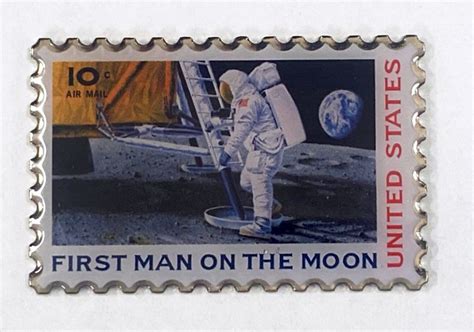 Shop FIRST MAN ON THE MOON STAMP - LAPEL PIN Online from The Space Store