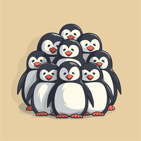 Ilustra O Vetorial De Pinguins Bonitos Pinguim De Desenho Animado