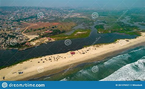 Aerial View of Bojo Beach, Accra, Ghana Stock Image - Image of water ...