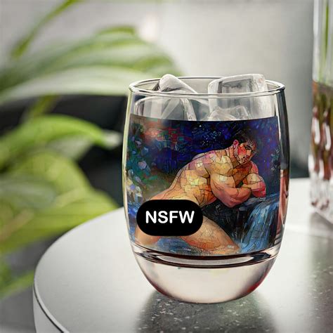 The Swimming Hole Rear Nude Male Whiskey Glass Etsy