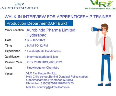 AUROBINDO PHARMA LIMITED Walk In Interview For MPC Bi PC FRESHERS