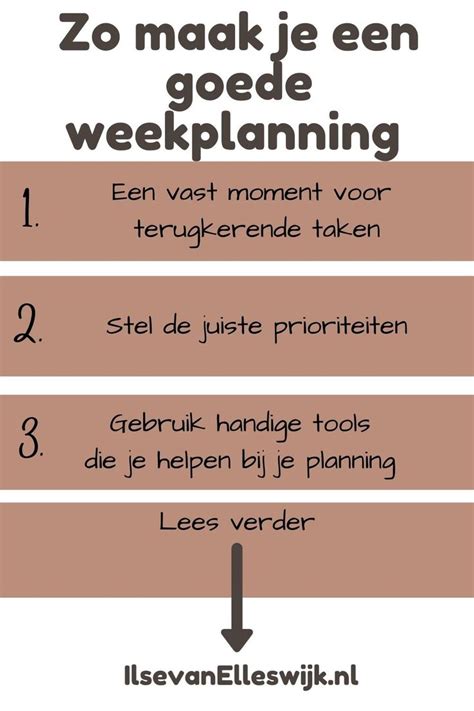 Zo Maak Ik Een Weekplanning Tips And Tools Voor Een Productieve Week Dag Planners Dagelijkse