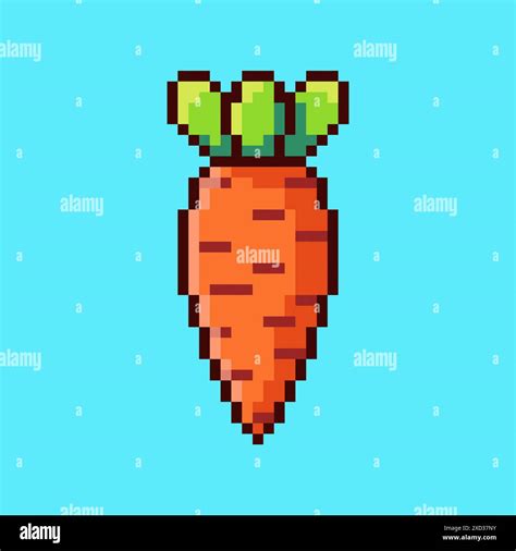 Vector Illustration Of Carrot With Pixel Art Design Perfect For Game