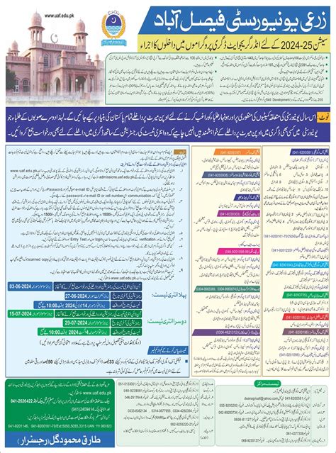 UNIVERSITY OF AGRICULTURE FAISLABAD UNDERGRADUATE ADMISSIONS 2024 25