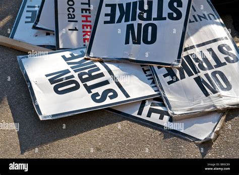 On Strike Signs in Front of a Union Protest Stock Photo - Alamy