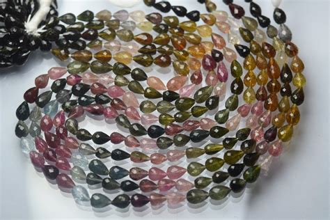 Inch Strand Finest Quality Natural Tourmaline Faceted Drops Shaped