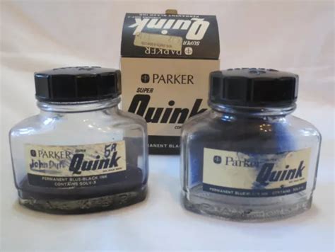 Blue Black Ink Bottle Oz Parker Bros Super Quink Empty Box