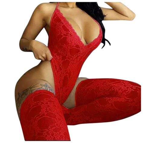 Bjutir Lingerie For Women Lace Lingerie Backless V Neck Jumpsuit