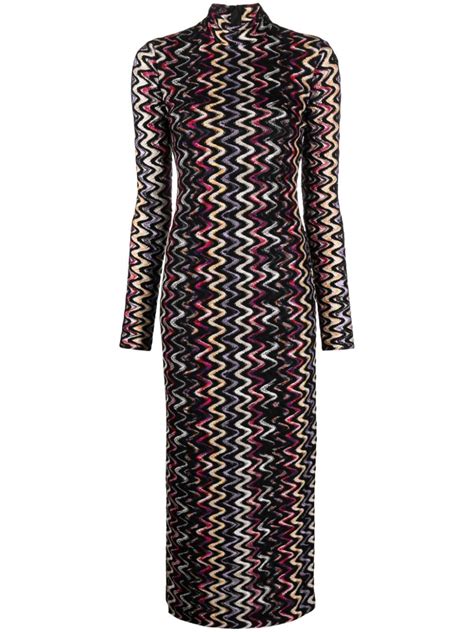 Missoni Zigzag Pattern Maxi Dress Black Farfetch Au