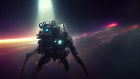 Cyberpunk Mech In Space Above The Earth Ultra Midjourney Openart