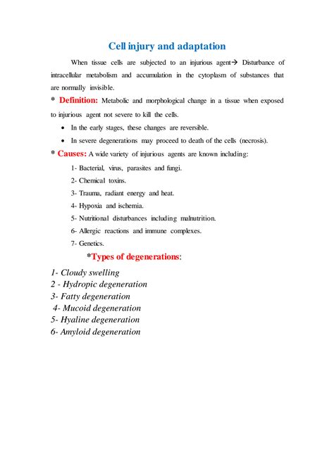 SOLUTION: Lecture 2 cell injury and adaptation pathology nursing ...