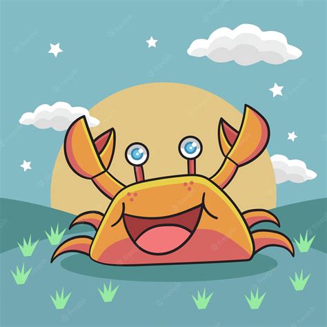 Premium Vector | Handmade drawing crab playing fun illustration