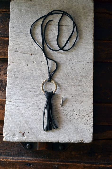 Boho Tassel Necklace Silver And Black Tassel Necklace Bohemian Necklace Boho Leather Tassel