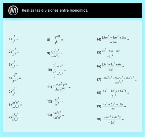 Ejercicios De Division De Monomios Y Polinomios Infoupdate Org