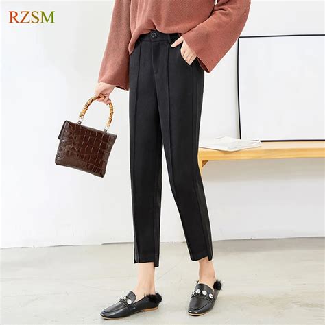 Women Woolen Pants 2018 Autumn Winter Female Casual Trousers Office