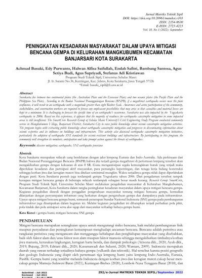 PENINGKATAN KESADARAN MASYARAKAT DALAM UPAYA MITIGASI BENCANA GEMPA DI