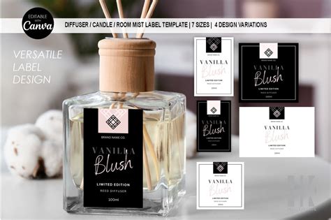 Reed Diffuser Label Template Editable Product Label Template Diy