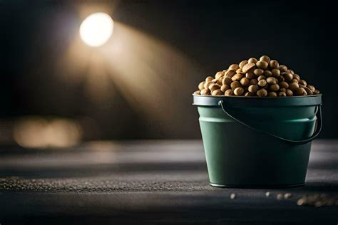 A Bucket Filled With Soybeans On A Table AI Generated 34298026 Stock