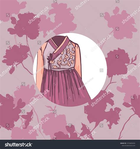 Korean Hanbok National Clothing South Korea Stock Vector Royalty Free 1076883650 Shutterstock