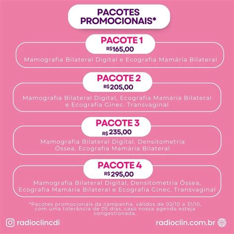 Outubro Rosa 2023 Cuide da sua saúde o Pacote de Exames Radioclin