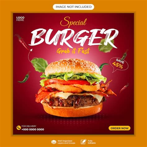 Premium Psd Delicious Burger And Food Menu Social Media Banner Template