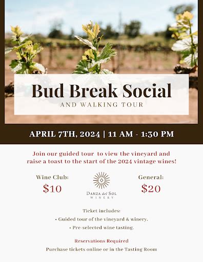 Bud Break Social Walking Tour SOLD OUT Danza Del Sol Winery