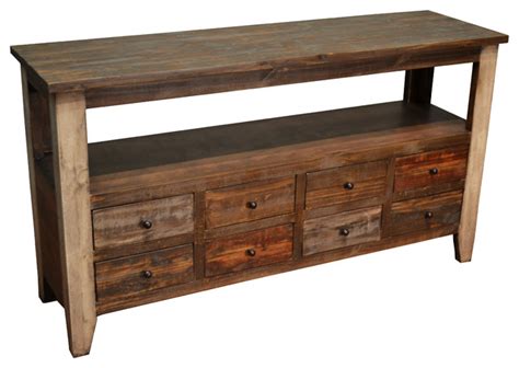 Rustic Sofa Table With Drawers Farmhouse Console Tables By