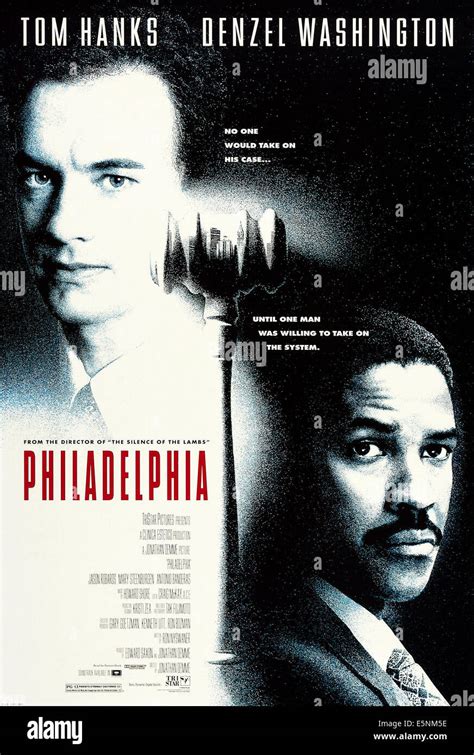 PHILADELPHIA, US poster, Tom Hanks (top), Denzel Washington, 1993 ...