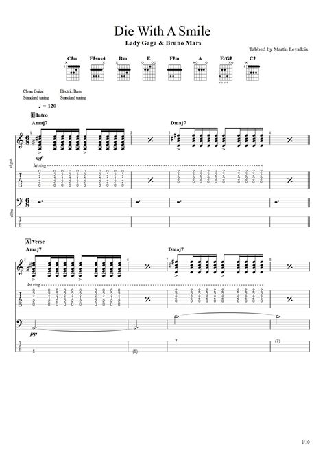 Cifra Die With A Smile - Die With A Smile Tab & Chords - Lady Gaga & Bruno Mars
