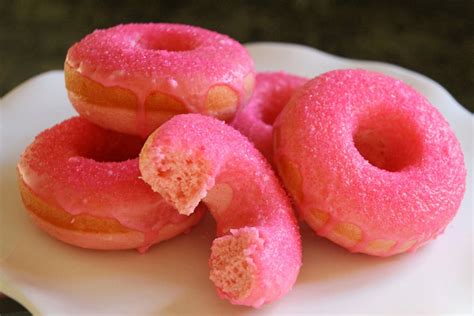 Hot Pink Baked Donuts Pink Doughnuts Baked Donuts Mini Donuts Maker